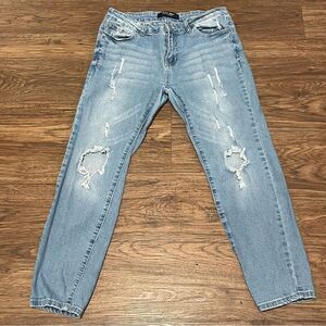 Wax Jeans Distressed Cropped Jeans blue Size 13